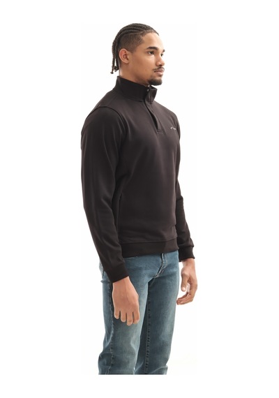 Boğazlı Sweatshirt Siyah