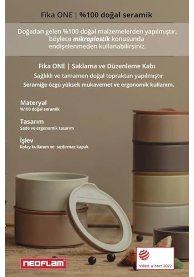 Fika One Seramik Saklama Kabı 600ml Pembe D-neone060-03 Açık Ahşap