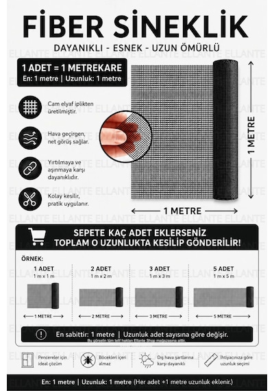 1 Metre X 1 Metre Fiber Sineklik Teli Dayanıklı Fiberglas Pencere Sinekliği, Hava Geçirgen, Kolay