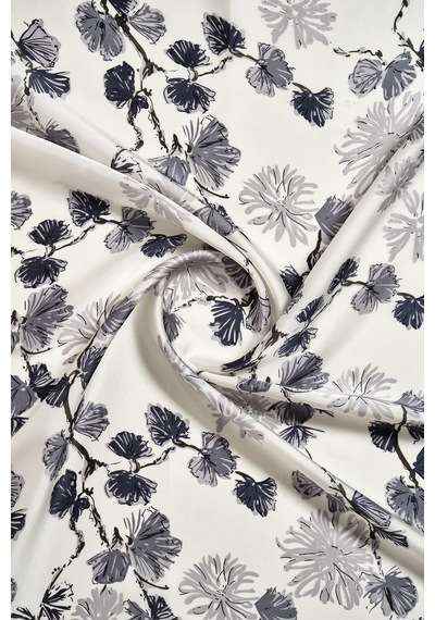 Akswsuar Floral Desenli Fular 70 70 Siyah