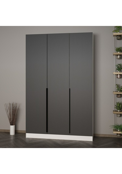 Minar Kale 210 Cm 3 Kapaklı 1b Raf Portmanto Byz Mbr Çizgili Ant