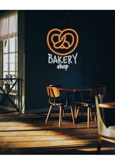 Bakery Shop Yazılı Ve Şekilli Neon Tabela Çok Renkli