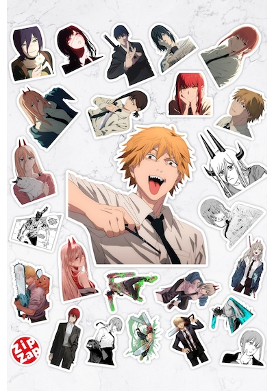 Chainsaw Man Anime Sticker Paketi 25 Adet Çok Renkli