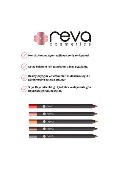 Reva Vegan Clean Lip Liner Kremsi Yapıda Dolgunlaştırıcı Dudak Kalemi 632 Sıcak Kırmızı