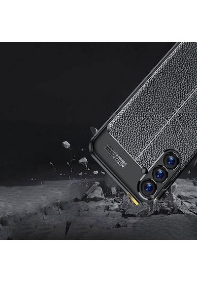Samsung Galaxy S24 Uyumlu Deri Desenli Silikon Kılıf - Ultra Darbe Emici Kamera Korumalı Kapak Siyah