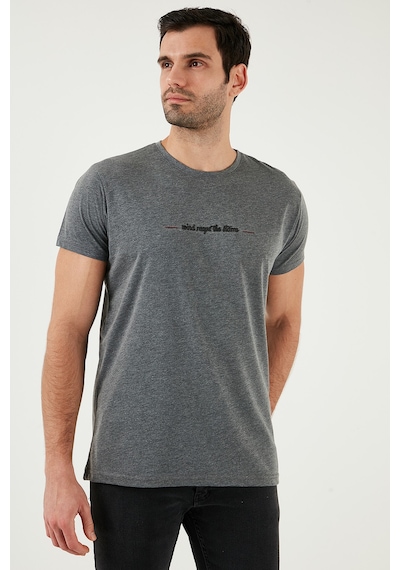 Buratti Pamuklu Slim Fit Bisiklet Yaka Erkek T Shirt 541Wind Antrasit
