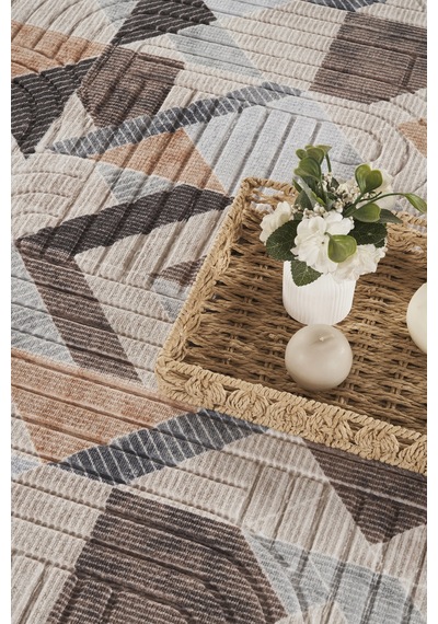 Villadia Home Textile Kaymaz Taban Modern Desen Halı Yolluk Leke Tutmaz Kolay Temizlenir Koridor Salon Yatak Mutfak Odası Vd4037multi Multi