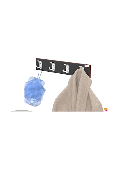Modilayn Arı Serisi 12 Kancalı Banyo Askısı - 4'lü Set 61,4x9,6 Cm Ekstra Düzen Ve Yer Tasarrufu Antrasit