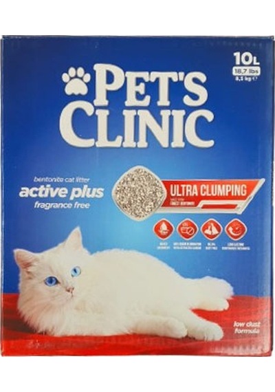 Pets Clinic Aktif Karbonlu Tozsuz Kutulu Bentonit Kedi Kumu 2x10 Lt 293-40000.02