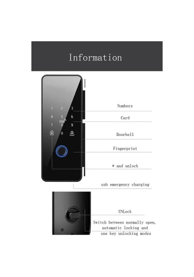 Akıllı Cam Kapı Kilidi Parmak Izi+şifre+kart+bluetooth İle Açma