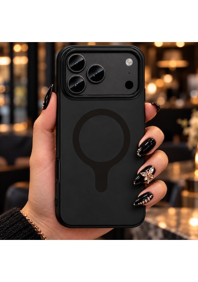Apple Uyumlu iPhone 18 Pro Max/17 Pro Max Uyumlu Magsafe Siyah Velora Kılıf Mat Silikon 2mm Kamera Korumalı Wireless Şarj Destekli Premium Kılıf-kapak