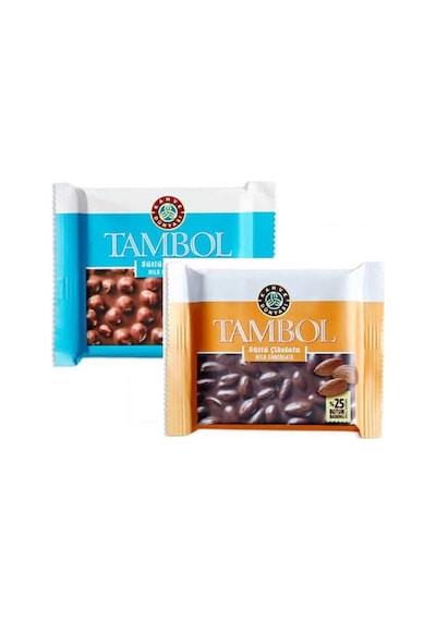 Kahve Dünyası Tambol Fındıklı Sütlü Çikolata ve Tambol Bademli Sütlü Tablet Çikolata 77 G