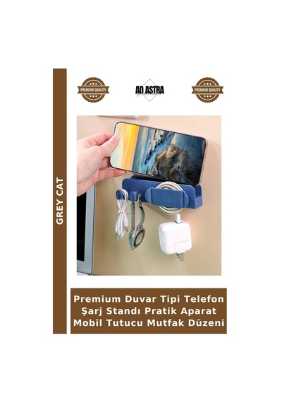 Premium Duvar Tipi Telefon Şarj Standı Pratik Aparat Mobil Tutucu Mutfak Düzeni