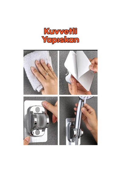 Krom Kendinden Yapışkanlı 15 Kg Taşıyabilen Nano Duş Başlığı Askısı Mafsal Kolay Temiz Kurulum Metal Diğer