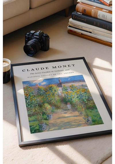 Claude Monet The Artist's Garden At Vetheuil Çerçeveli Tablo - Eklektik Tarz Duvar Dekoru