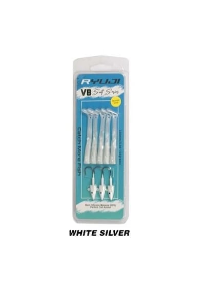 Ryuji V8 10cm 10gr Silikon Yem 3+5 White Silver