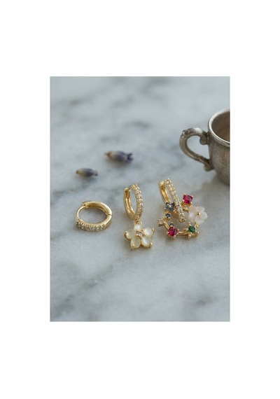 3 Lü Set Gold Renk Çiçek Model Küpe Tj-bkp11964 Evimdeyokyok
