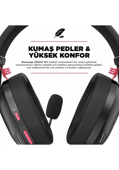 Ayrex Crack H11 Siyah Wireless 2.4g+ Bluetooth Mikrofonlu Oyuncu Kulaklığı