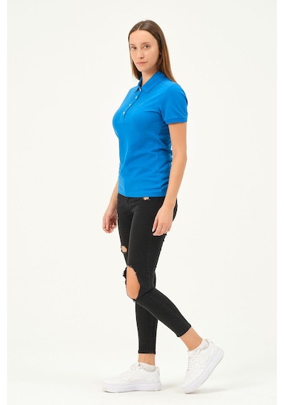 Msw Kadın Kısa Kollu Regular Fit Polo Yaka T-shirt Kobalt Mavi