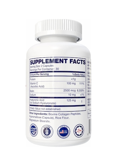 Collagen, Biotin, Vitamin C With Hyaluronic Acid 60 Capsules
