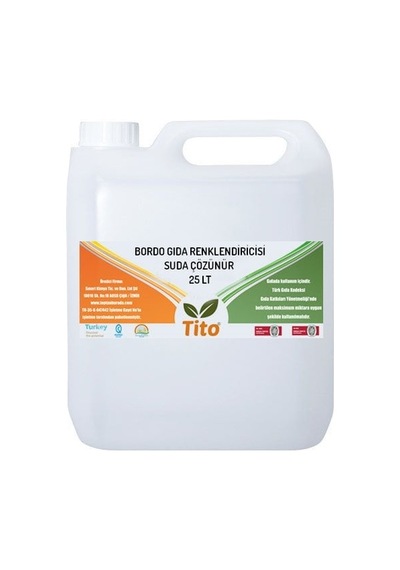 Bordo Gıda Renklendiricisi Sıvı Suda Çözünür 25 Litre