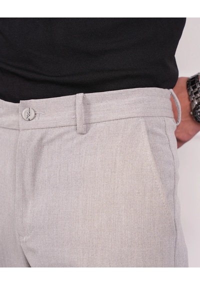 Modefendi Baggy Kesim Düz Kumaş Pantolon Açık Gri