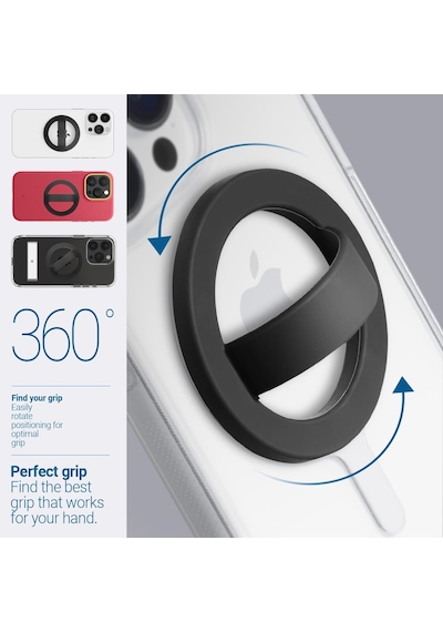 Spigen Caseology Magsafe Destekli Modeller İle Uyumlu Telefon Tutucu Halka Nano Pop Mag Fit Ring Siyah - Afa07060 Spige