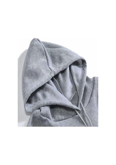 Unisex Oversize Brooklyn Baskılı Kapüşonlu Gri Sweatshirt. Gri