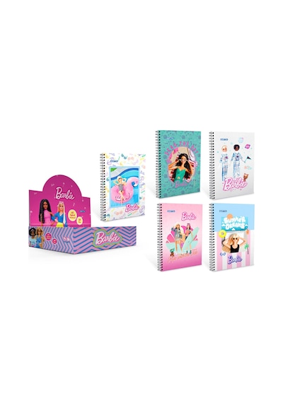 Gıpta Barbie Karton Kapak Spiralli Not Defteri A6 80 Yaprak Çizgili 5516 Çok Renkli
