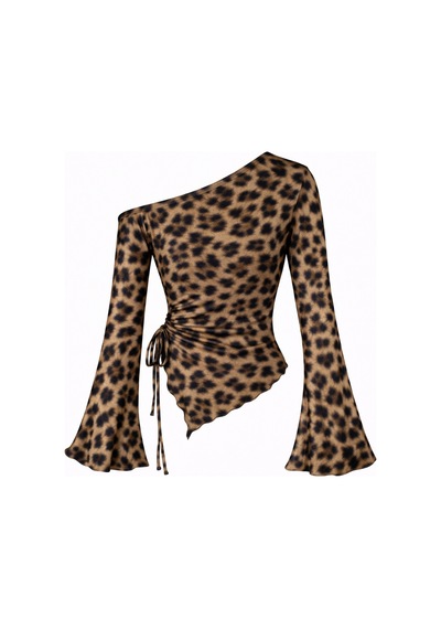 Wild Flower Leopar Uzun Kollu Asimetrik Yaka Drapeli Yan Bağlamalı Mevsimlik Bluz Üst Leopar Wild Flower Leopar Uzun Kollu Asimetrik Yaka Drapeli Yan Bağlamalı Mevsimlik Bluz Üst Leopar