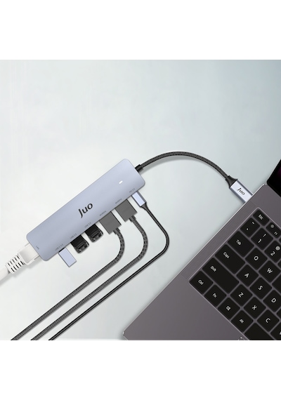 Juo MT03353 Type-c 2 Hdmı Dual Mst 4k 60hz Gigabit Ethetnet Dönüştürücü 100w Usb 3.2 Çoklayıcı Hub