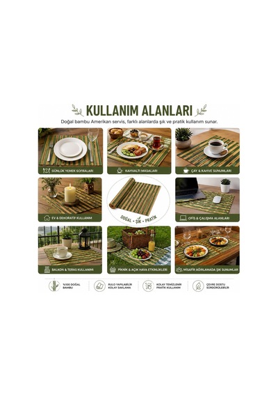 Lexroo Bambu Amerikan Servis Sofra Altlığı 43 X 30 Cm 2 Mm Kalınlık Rulo - Tekli, Karışık Renk Çok Renkli