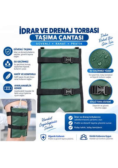 Idrar Ve Drenaj Torbası Taşıma Çantası Ayarlanabilir Kemerli, Su Geçirmez, Bacağa Sabitlenen Model
