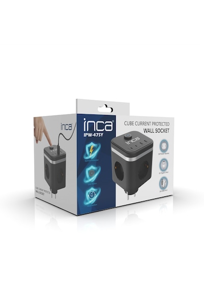 INCA IPW-47SY 3Port 2xUSB+2xType-C  Led Tuşlu Duvar Prizi