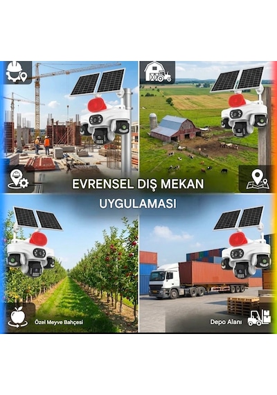Tüm Lenslerde Hareket Algılama 4 Kameralı 4g Solar Kamera Aov 7/24 Kayıt