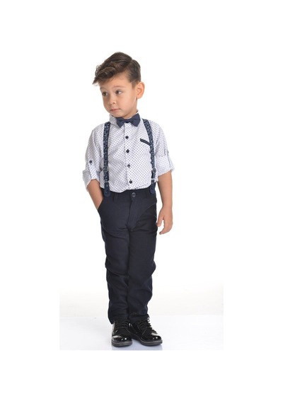 Buse&Eylül Bebe Lacivert Pantolon Askılı Erkek Çocuk Takımı