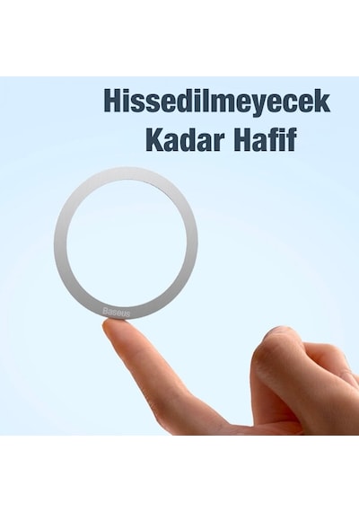 Baseus Halo Series Mıknatıslı Magsafe Için Mıknatıslı Metal Halk-Gümüş