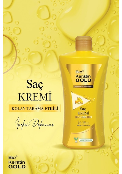 Bio Keratin Gold 700 Ml Tuzsuz Saç Kremi Kolay Tarama Etkili