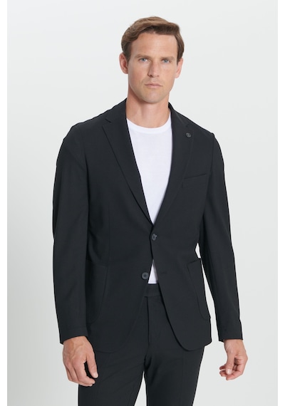Altınyıldız Collectıon Erkek Sıyah Slim Fit Dar Kesim Mono Yaka Yünlü Takım Elbise Siyah