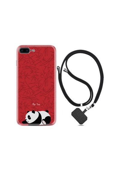 Apple Uyumlu iPhone 7 Plus 8 Plus Kılıf Boyun Askılı Sleeping Panda 1810