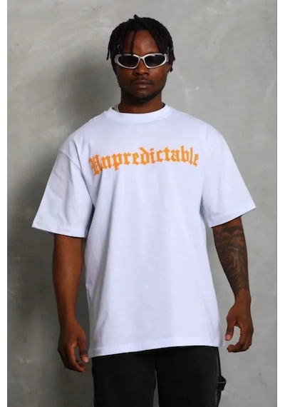 Modi Erkek Baskılı T-shirt Kısa Kol Bisiklet Yaka Regular Fit Rahat Kalıp Günlük Tişört - Beyaz - Mymg185478