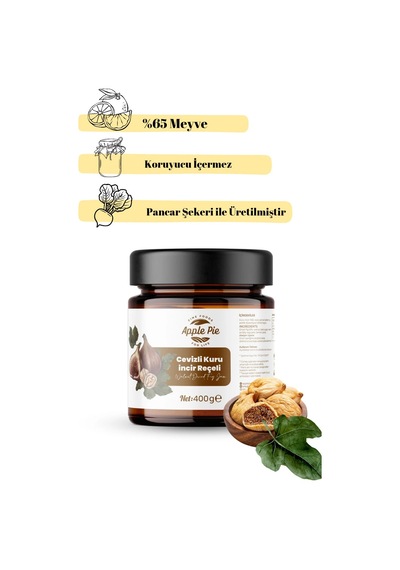 Applepiefoods Cevizli Kuru İncir Reçeli 400 Gr %65 Meyve Pancar Şekeri