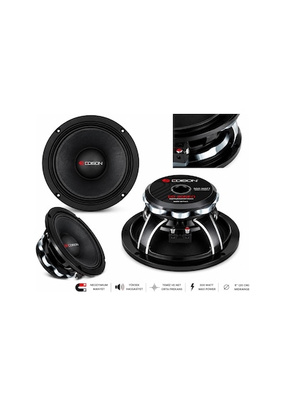 Edison Ed-80neo 8" 20 Cm Pro Neodyum Midrange Hoparlör 500w Rms 97 Db 2.5" Vc