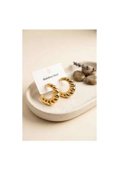 316l Çelik Gold Renk Retro Model Kalın Gövdeli Küpe Tj-bkp12049 Evimdeyokyok