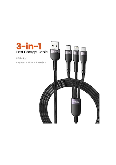 Toocki 100 W 3 İn 1 Usb 6A Hızlı Şarj Kablosu