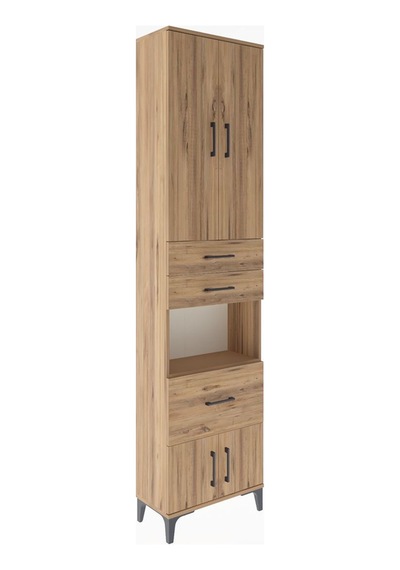 Arges Dolap 4 Raflı 3 Çekmeceli 2 Kapaklı 60x30x243 Çam-çam Atlas Çam