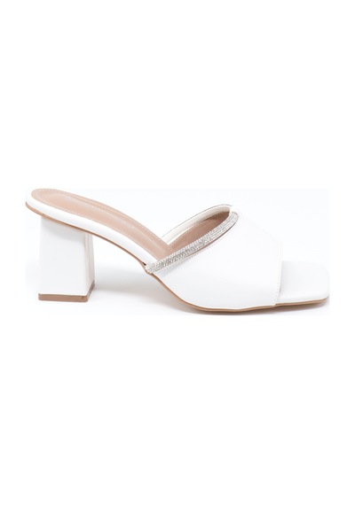 Nesilshoes Nesil Shoes Senyo 076 Beyaz Yazlık Topuklu Kadın Terlik