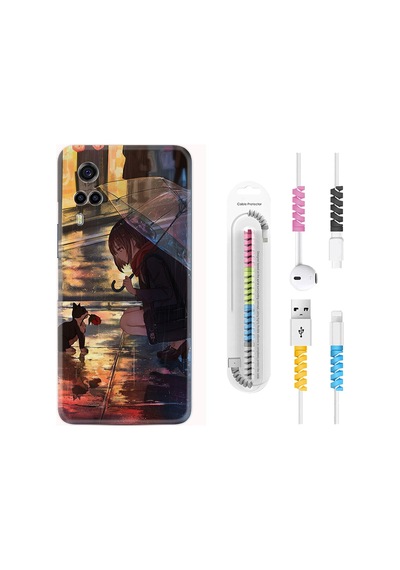 Vivo Y53S Kılıf Kablo Koruyuculu Kız Ve Kedi 1762