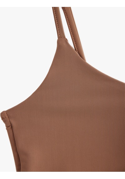 Koton Skinny Dikişsiz İnce Askılı Yarım Atlet Açık Kahverengi 5slk10167mk Açık Kahve
