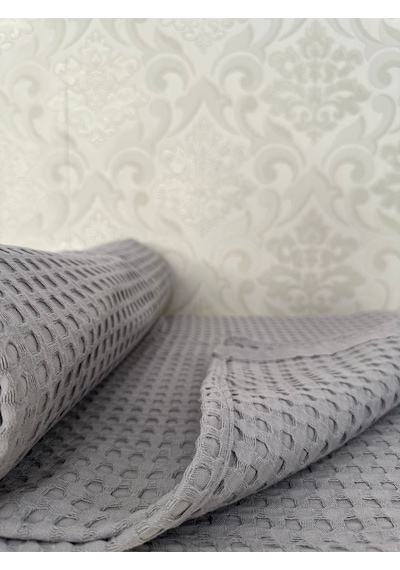 Premium %100 Pamuk Tek Kişilik Yazlık Pike, Yatak Örtüsü, Terletmez Kumaş Gri Renk 160x240cm Gri